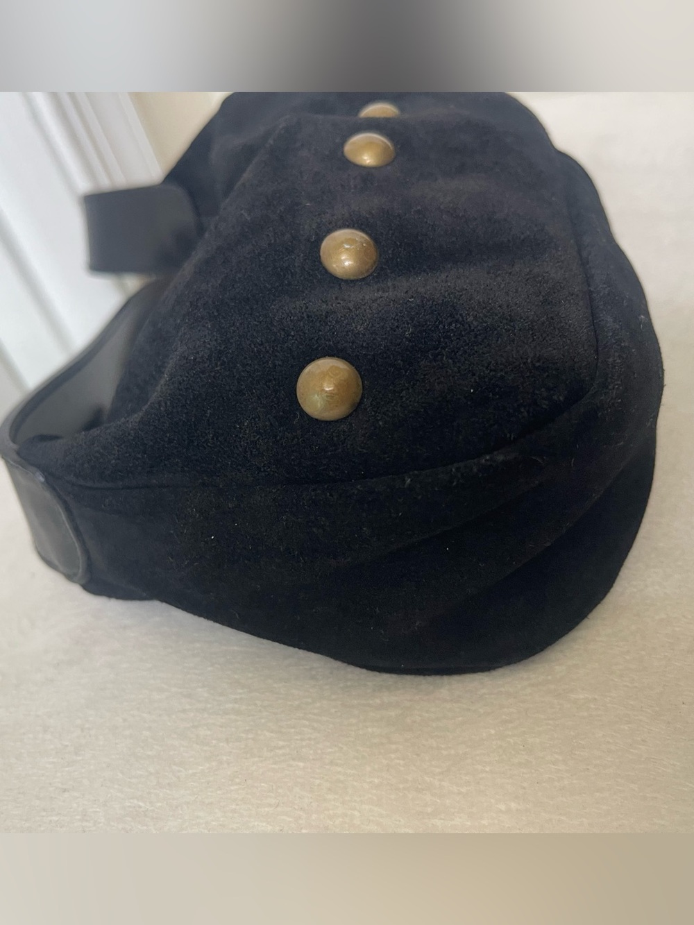 Furla Rare Black mini Suede Shoulder Bag with Brass Studs - Picture 11 of 16